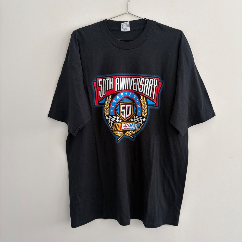 Vintage 1998 NASCAR 50th Anniversary Daytona Speedway T Shirt XL Black USA
